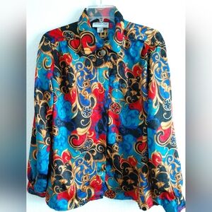 Pretty Multicolor Vintage Blouse Long Sleeve 90s by Heritage Road Size 10